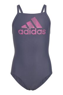 Детский купальник с большим логотипом adidas, серый