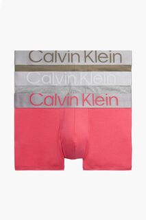 Комплект из 3 пар хлопковых боксеров стального и розового цвета Calvin Klein, розовый