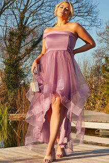Сетчатое платье больших размеров на одно плечо Chi Chi London, фиолетовый