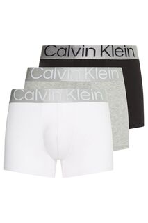 Комплект из 3 пар узких боксеров с поясом стального цвета из эко-коллекции Calvin Klein, серый