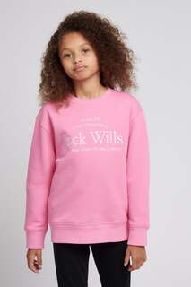 Розовый свитшот с круглым вырезом и надписью Jack Wills, розовый