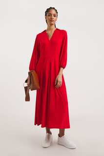 Красное элегантное платье миди расклешенного кроя JD Williams, красный
