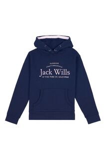 Синяя толстовка с надписью и капюшоном Jack Wills, синий