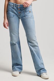 Винтажные джинсы узкого кроя заниженной талией и расклешенными штанинами Superdry, синий