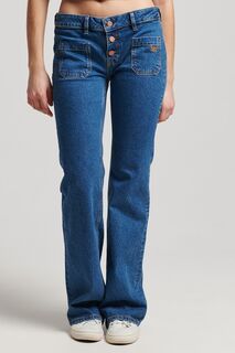 Винтажные расклешенные джинсы узкого кроя с низкой посадкой Superdry, синий