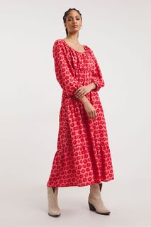 Красное свободное платье макси с цветочным мотивом в стиле ампир JD Williams, красный