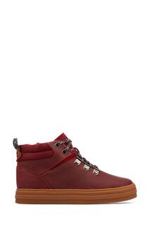 Трекинговые туфли из кожи бордового цвета со шнурками и застежкой-молнией Clarks, красный