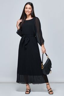 Lilyana черное шифоновое платье макси со складками Jolie Moi, черный