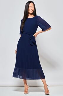 Синее шифоновое платье макси Qynn со складками Jolie Moi, синий