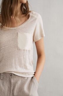 Льняная футболка Camilla с короткими рукавами Reiss, серый