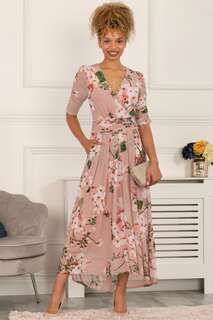 Розовое сетчатое платье макси Gavina с рюшами на рукавах Jolie Moi, розовый