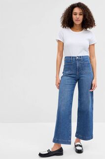 Укороченные джинсы с завышенной талией и широкими штанинами Gap, синий