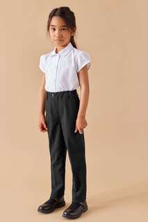 Школьные брюки без застежки со складкой и гладкой передней частью Next, черный