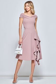 Платье Skylar с открытыми плечами и оборками по подолу Jolie Moi, розовый