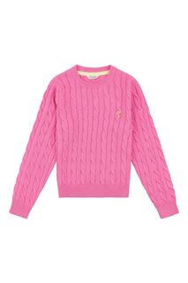 Розовый свитер косой вязки для девочки U.S. Polo Assn, розовый