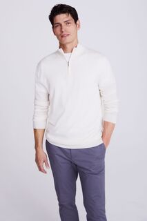 Белый зимний свитер из шерсти мериноса с застежкой на шее MOSS, белый