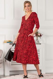 Красное платье миди Delylah с V-образным вырезом Jolie Moi, красный