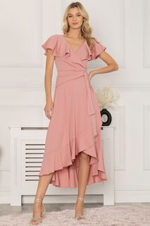 Розовое платье макси Alleigh с рюшами Jolie Moi, розовый