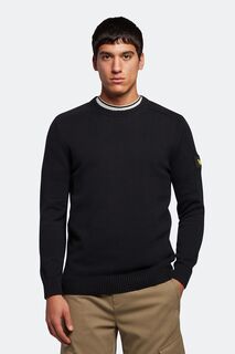 Черный вязаный свитер с круглым вырезом и декоративной деталью Lyle &amp; Scott, черный