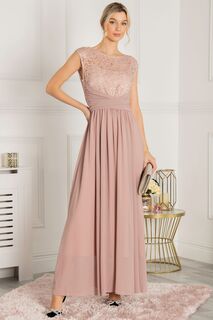 Выпускное платье макси Розовый лиф с кружевом Jolie Moi, розовый