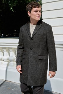 Текстурированное пальто из смеси эпсомской шерсти Next, серый