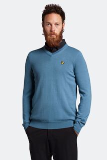 Свитер с водолазкой и V-образным вырезом Lyle &amp; Scott, синий