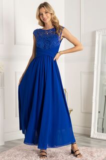 Платье макси с кружевным лифом Jolie Moi, синий
