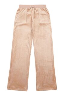 Велюровые джоггеры для девочек с накладными карманами Juicy Couture, коричневый