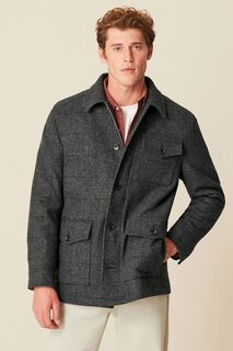 Клетчатое пальто с тремя карманами Next, серый
