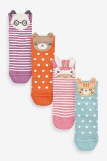 Комплект из 4 пар 3D хлопковых носков с анималистическим принтом Розовый Фиолетовый Оранжевый и Синий Next, синий