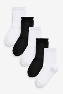 Комплект из 5 пар черно-белых школьных носков с высоким содержанием хлопка Next, черный