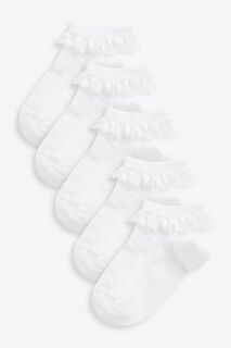 Комплект из 5 пар спортивных носков с рюшами и высоким содержанием хлопка Next, белый