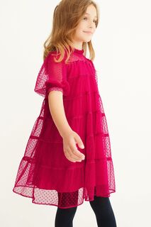Многослойное платье из сетчатой ткани Next, розовый