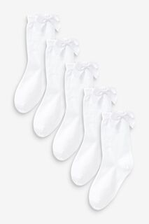 Комплект из 5 пар школьных носков с высоким содержанием хлопка и бантиком Next, белый