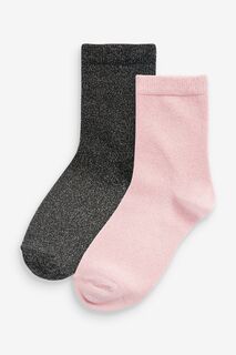 Комплект из 2 пар носков с высоким содержанием хлопка и блестящей отделкой Next, черный
