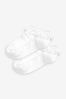 Комплект из 2 пар спортивных носков с высоким содержанием хлопка и рюшами Next, белый