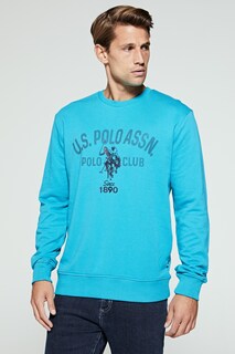 Классический свитшот синего цвета с графикой U.S. Polo Assn, синий