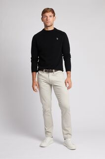 Мужской черный вязаный свитер с круглым вырезом U.S. Polo Assn, черный