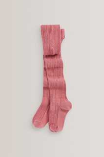 Колготки косой вязки из высокохлопкового материала Next, розовый