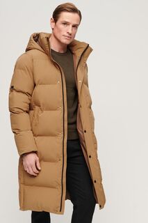 Ниспадающее длинное пальто с капюшоном Superdry, коричневый