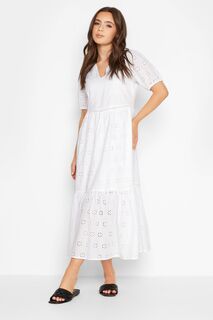 Платье макси с английской вышивкой PixieGirl Petite, белый