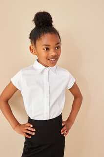 Школьная рубашка Dressing Made Easy с короткими рукавами и высоким содержанием хлопка слегка эластичная Next, белый