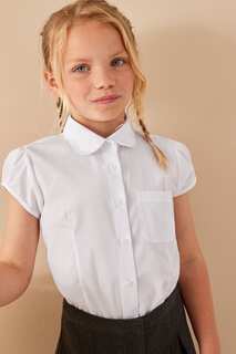 Школьная блузка с рукавами-буфами из эластичного хлопкового материала Next, белый
