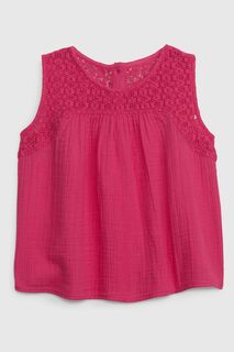 Блуза Gap из жатого хлопка с отделкой крючком - Детская Gap, розовый