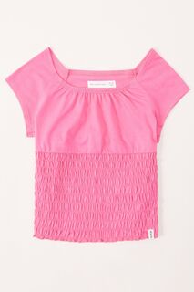 Блузка с короткими рукавами и присборенной резинкой Abercrombie &amp; Fitch, розовый