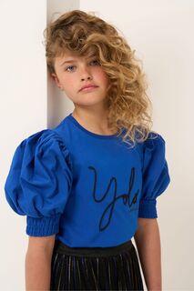 Heidi кобальтовая блузка YOLO с объемными рукавами Angel &amp; Rocket, синий