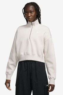 Блузка Mini Swoosh с молнией на шее Nike, белый