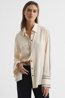 Приталенная блузка Bailey с полосками по бокам и заниженным краем Reiss, белый