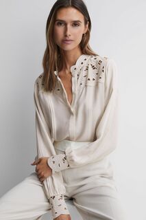 Кружевная блузка Celia с вырезами Reiss, белый