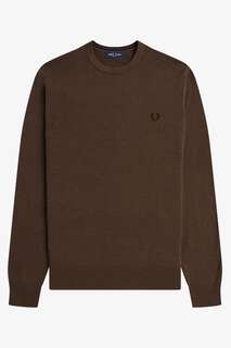 Классический свитер с круглым вырезом Fred Perry, коричневый